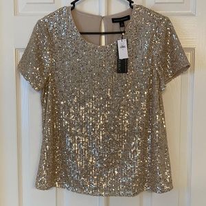 Champagne sequin top- NWT- size S